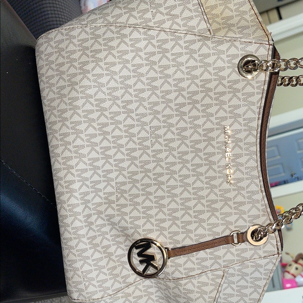 Michael Kors Beige and Brown Shoulder Bag